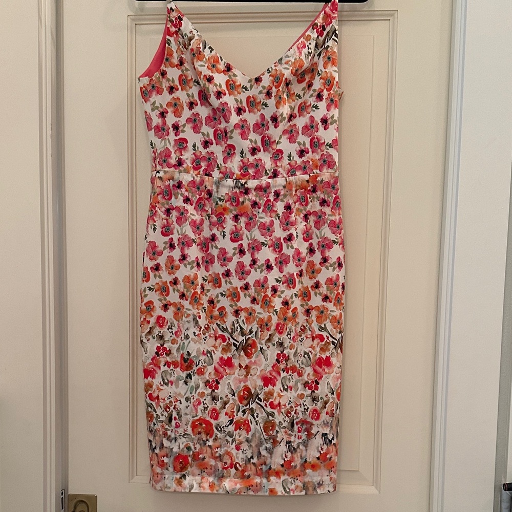 Black Halo cotton floral sheath dress lined